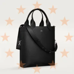 Tote bag in black grained calfskin