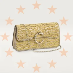 Mini model chain bag in golden metallic calfskin