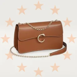 Small model chain bag in caramel calfskin